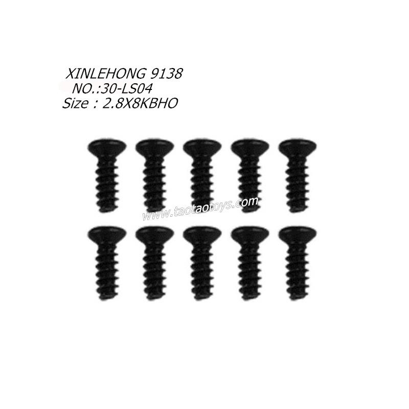 XINLEHONG 9138 Original Parts Countersunk Head Screw 2.8X8KBHO 10PCS 30-LS04
