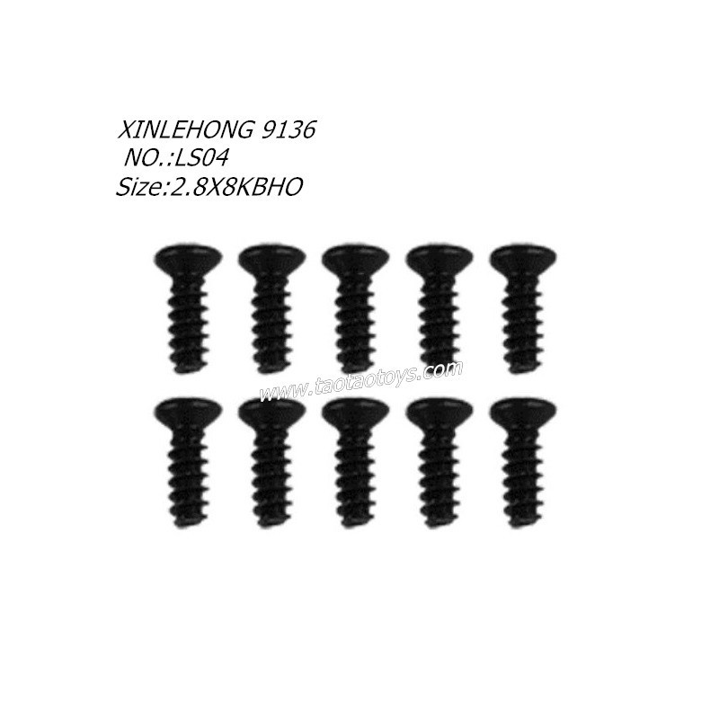 XINLEHONG TOYS 9136 Parts Countersunk Head Screw 2.8X8KBHO 10PCS 30-LS04