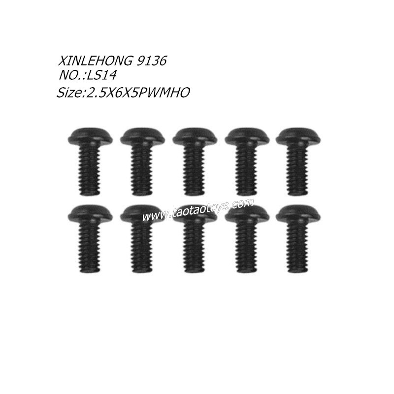 XINLEHONG TOYS 9136 Parts Round Headed Screw 2.5X6X5PWMHO 10PCS 15-LS14