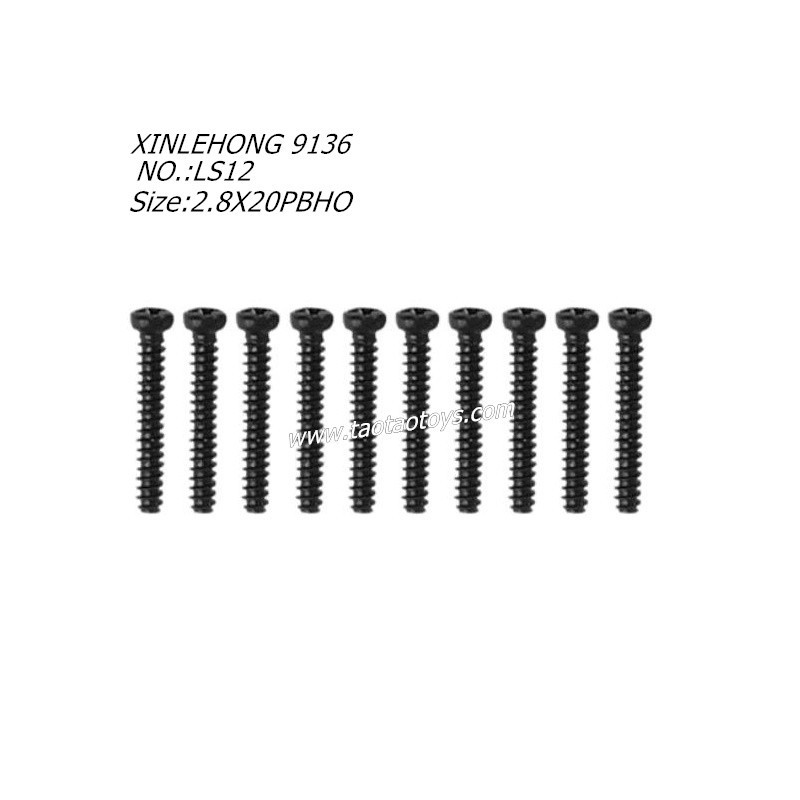 XINLEHONG TOYS 9136 Parts Round Headed Screw 2.8X20PBHO 10PCS 15-LS12