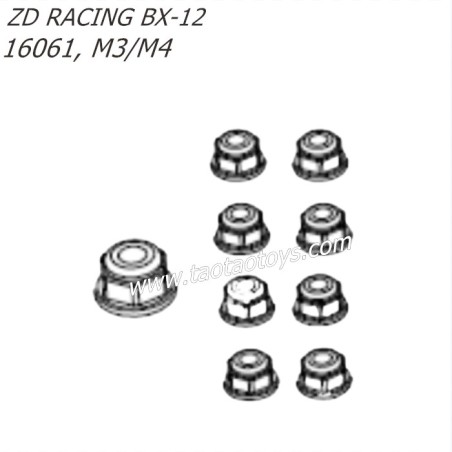 ZD Racing BX12 RC Buggy Parts M4 M3 Nuts 16061