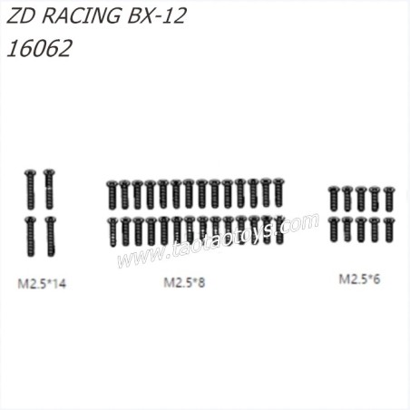 ZD Racing BX12 RC Buggy Parts M2.5x14 M2.5x8 M2.5x6 Screws 16062