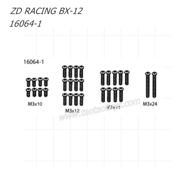 ZD Racing BX12 1/12 RC Buggy Parts Screws 16064-1 ZD Racing BX12 1/12 RC Buggy Parts Screws 16064-1