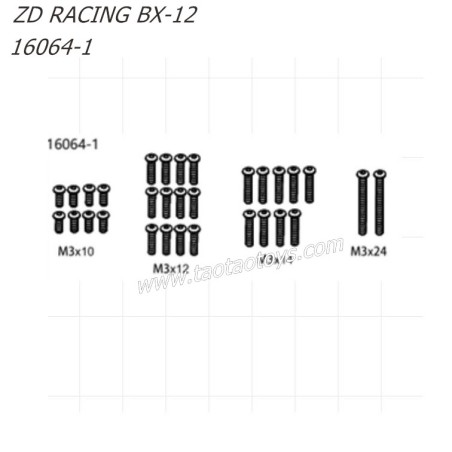 ZD Racing BX12 1/12 RC Buggy Parts Screws 16064-1