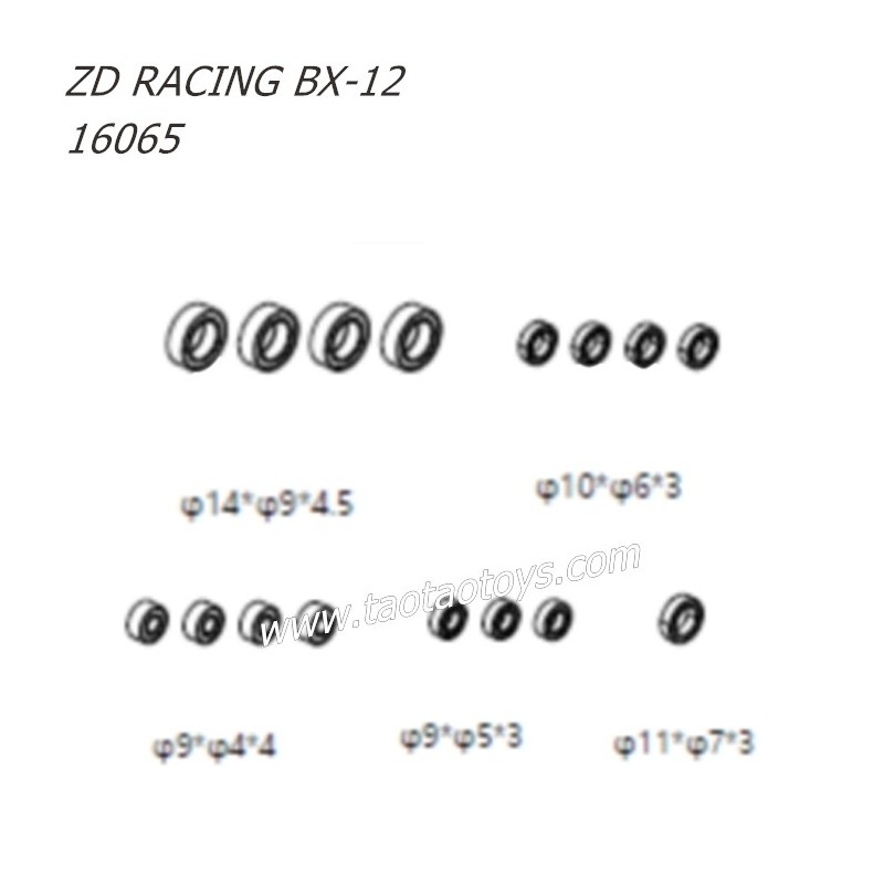 ZD Racing BX12 1/12 RC Buggy Parts Bearing Set 16065