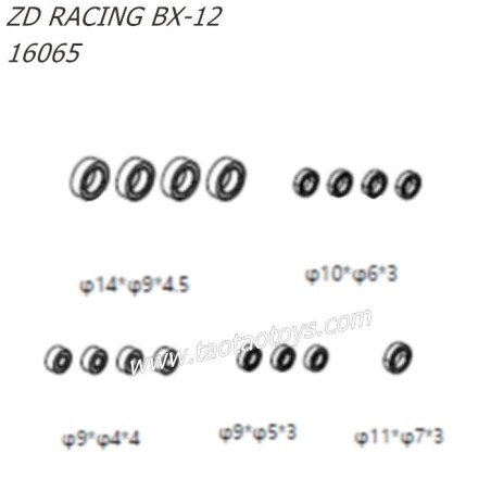 ZD Racing BX12 1/12 RC Buggy Parts Bearing Set 16065